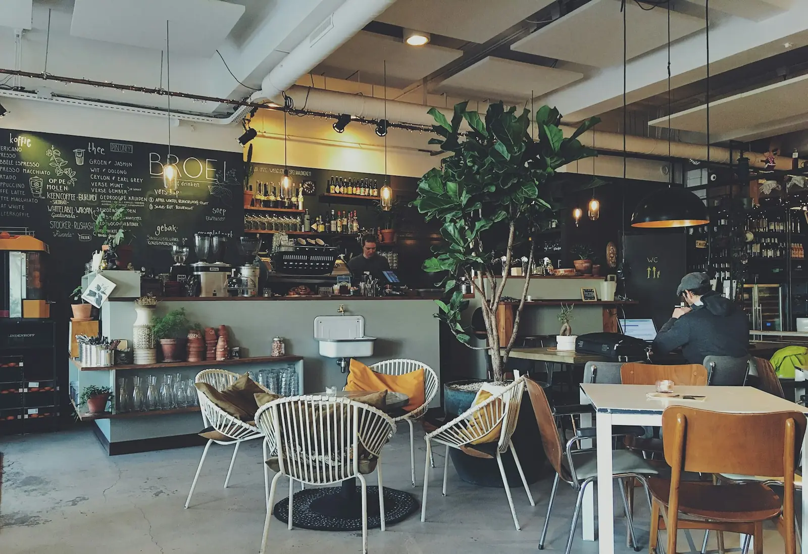 Tables in a café