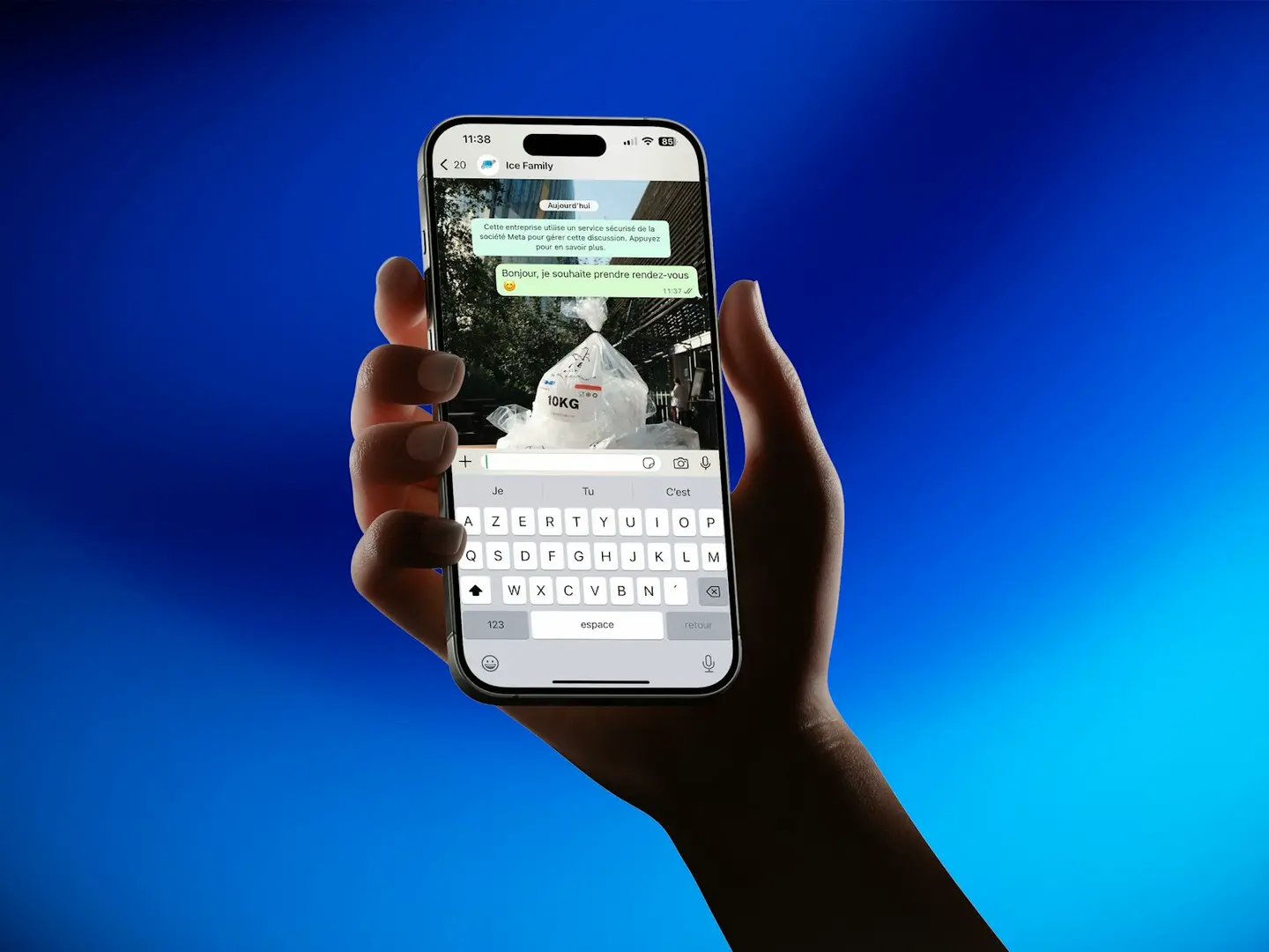 A person reading a message on their phone